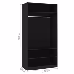 vidaXL Wardrobe Black 100x50x200cm Engineered Wood Clothing Storage Cabinet - Additional view 4