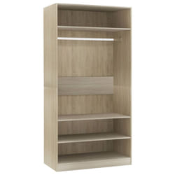 vidaXL Wardrobe Sonoma Oak 100x50x200cm Engineered Wood Clothing Cabinet Shelf
