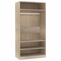 vidaXL Wardrobe Sonoma Oak 100x50x200cm Engineered Wood Clothing Cabinet Shelf