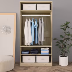 vidaXL Wardrobe Sonoma Oak 100x50x200cm Engineered Wood Clothing Cabinet Shelf