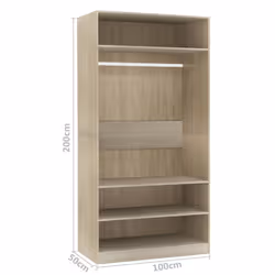 vidaXL Wardrobe Sonoma Oak 100x50x200cm Engineered Wood Clothing Cabinet Shelf - Additional view 6