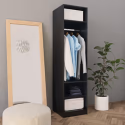 vidaXL Wardrobe Black 50x50x200cm Engineered Wood Clothing Storage Cabinet