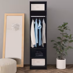 vidaXL Wardrobe Black 50x50x200cm Engineered Wood Clothing Storage Cabinet