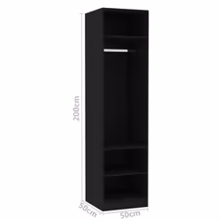 vidaXL Wardrobe Black 50x50x200cm Engineered Wood Clothing Storage Cabinet - Additional view 4