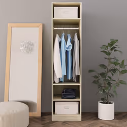 vidaXL Wardrobe Sonoma Oak 50x50x200cm Engineered Wood Clothing Cabinet Shelf - Additional view 3