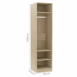 vidaXL Wardrobe Sonoma Oak 50x50x200cm Engineered Wood Clothing Cabinet Shelf - Additional view 4