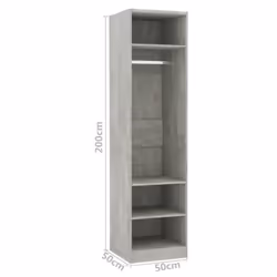 vidaXL Wardrobe Concrete Grey 50x50x200cm Engineered Wood Clothing Cabinet - Additional view 4