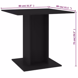 vidaXL Dining Table Black Engineered Wood Kitchen Home Dinner Table Furniture - Additional view 4