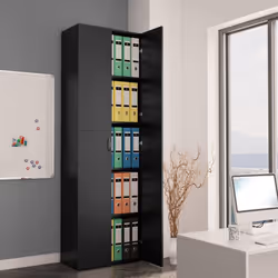 vidaXL Office Cabinet Black Engineered Wood Filing Folder Cabinet Storage Rack
