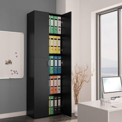 vidaXL Office Cabinet Black Engineered Wood Filing Folder Cabinet Storage Rack