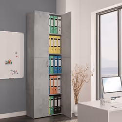 vidaXL Office Cabinet Concrete Grey Engineered Wood Filing Folder Storage Rack