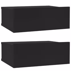 vidaXL 2x Floating Nightstand Black Engineered Wood Wall-mounted Bedside Shelf - Additional view 2