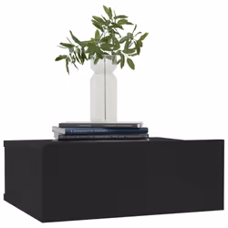 vidaXL 2x Floating Nightstand Black Engineered Wood Wall-mounted Bedside Shelf - Additional view 3