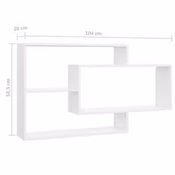 vidaXL Wall Shelf White Engineered Wood Floating Cabinet Display Bookshelf - Additional view 6
