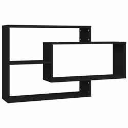 vidaXL Wall Shelf Black Engineered Wood Floating Cabinet Display Bookshelf