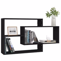 vidaXL Wall Shelf Black Engineered Wood Floating Cabinet Display Bookshelf