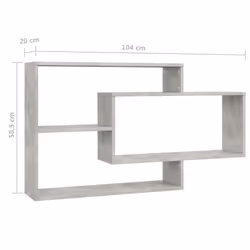 vidaXL Wall Shelf Concrete Grey Engineered Wood Floating Cabinet Bookshelf - Additional view 4