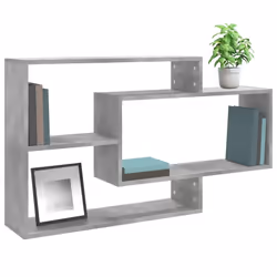 vidaXL Wall Shelf Concrete Grey Engineered Wood Floating Cabinet Bookshelf - Additional view 7