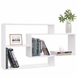 vidaXL Wall Shelf High Gloss White Engineered Wood Floating Display Cabinet