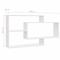 vidaXL Wall Shelf High Gloss White Engineered Wood Floating Display Cabinet - Additional view 6