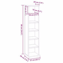 vidaXL CD Cabinet White 21x20x88 cm Engineered Wood Storage Organiser Shelf - Additional view 6