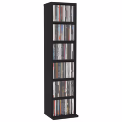 vidaXL CD Cabinet Black 21x20x88 cm Engineered Wood Storage Organiser Shelf