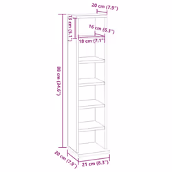 vidaXL CD Cabinet Concrete Grey 21x20x88 cm Engineered Wood Storage Organiser - Additional view 6