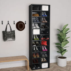 vidaXL Shoe Cabinet Black Engineered Wood Shoe Rack Organiser Shelf Holder