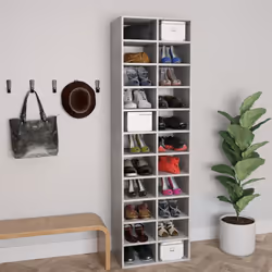vidaXL Shoe Cabinet Concrete Engineered Wood Grey Shoe Shelf Organiser Holder