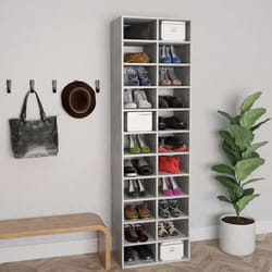 vidaXL Shoe Cabinet Concrete Engineered Wood Grey Shoe Shelf Organiser Holder