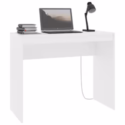 vidaXL Desk White Engineered Wood Computer Workstation Corner Office Desk