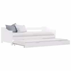 vidaXL Pull-out Sofa Bed Frame White Pinewood 90x200cm Guest Sleepover Beds