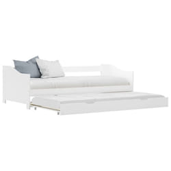 vidaXL Pull-out Sofa Bed Frame White Pinewood 90x200cm Guest Sleepover Beds
