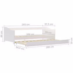 vidaXL Pull-out Sofa Bed Frame White Pinewood 90x200cm Guest Sleepover Beds - Additional view 7