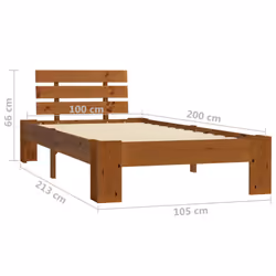 vidaXL Solid Pine Wood Bed Frame Single Bed Bedroom Multi Colours Multi Sizes - honey brown