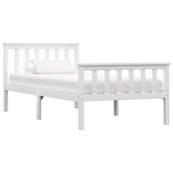 vidaXL Solid Pine Wood Bed Frame White 90x200cm Single Wooden Bed Furniture