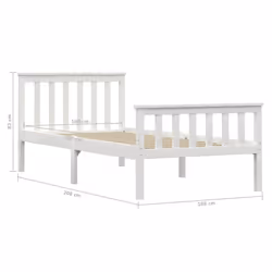 vidaXL Solid Pine Wood Bed Frame White 90x200cm Single Wooden Bed Furniture