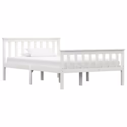 vidaXL Solid Pine Wood Bed Frame White 120x200cm Double Wooden Bed Furniture