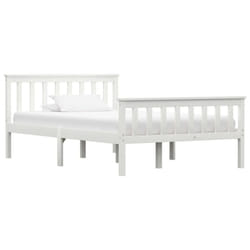 vidaXL Solid Pine Wood Bed Frame White 120x200cm Double Wooden Bed Furniture