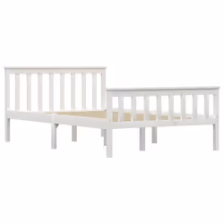 vidaXL Solid Pine Wood Bed Frame White 120x200cm Double Wooden Bed Furniture
