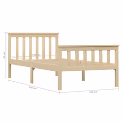 vidaXL Solid Pinewood Bed Frame 100x200cm Light Wood Single Bedroom Furniture - Additional view 3