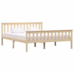 vidaXL Solid Pinewood Bed Frame 160x200cm Light Wood Double Bedroom Furniture