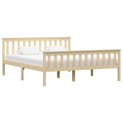 vidaXL Solid Pinewood Bed Frame 160x200cm Light Wood Double Bedroom Furniture