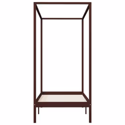 vidaXL Solid Pine Wood Canopy Bed Frame Dark Brown 90x200cm Bedroom Furniture