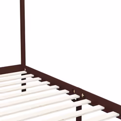 vidaXL Solid Pine Wood Canopy Bed Frame Dark Brown 90x200cm Bedroom Furniture - Additional view 4