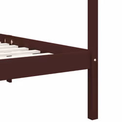 vidaXL Solid Pine Wood Canopy Bed Frame Dark Brown 90x200cm Bedroom Furniture - Additional view 5