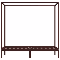 vidaXL Solid Pine Wood Canopy Bed Frame Dark Brown 100x200cm Bedroom Furniture