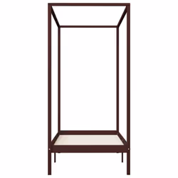 vidaXL Solid Pine Wood Canopy Bed Frame Dark Brown 100x200cm Bedroom Furniture
