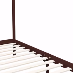 vidaXL Solid Pine Wood Canopy Bed Frame Dark Brown 100x200cm Bedroom Furniture - Additional view 4