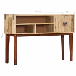 vidaXL Solid Rough Mango Wood Console Table 115x30x76cm Side Cabinet Stand - Additional view 7